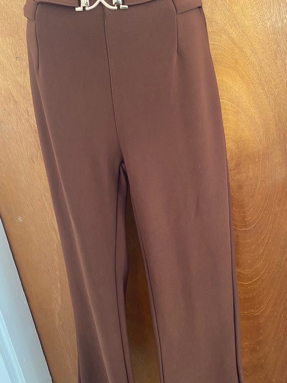 Warm Wide-Leg Brown Dress Pants